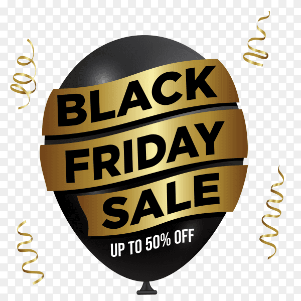 Black friday sale banner template on transparent background PNG