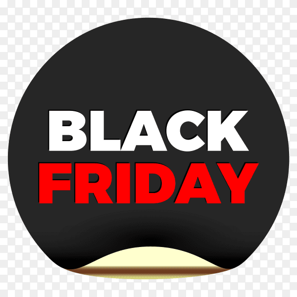 Black friday sale in round sticker on transparent background PNG