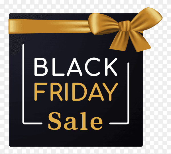 Black friday sale with gift box on transparent background PNG