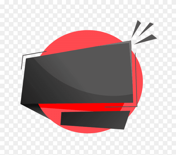 Black red color banner design on transparent background PNG