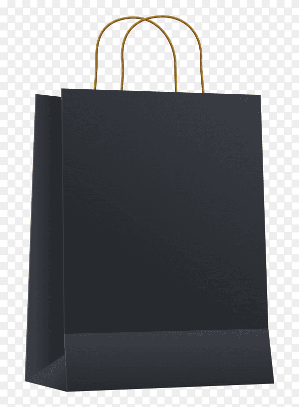 Black shopping bag on transparent background PNG