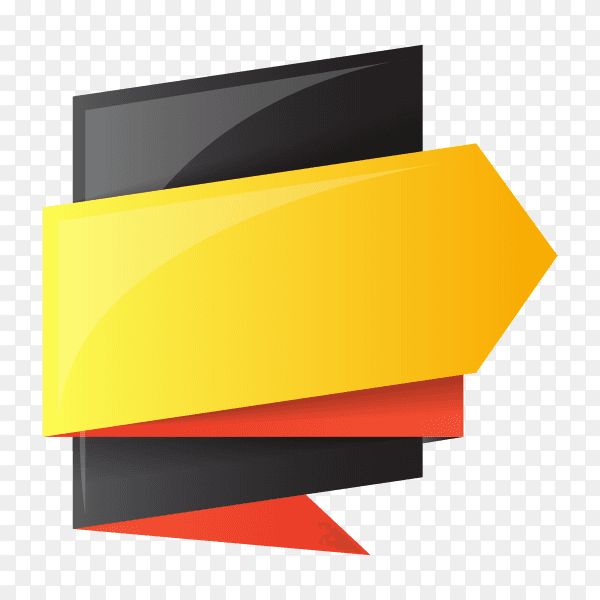 Black yellow color banner design on transparent background PNG