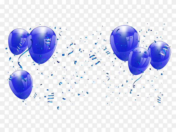 Blue balloons Illustration on transparent background PNG