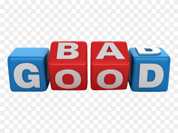 Buzzword tile blocks changing from bad and good words on transparent background PNG