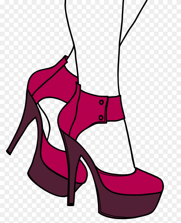 Cartoon Female wearing high heels shoes on transparent background PNG