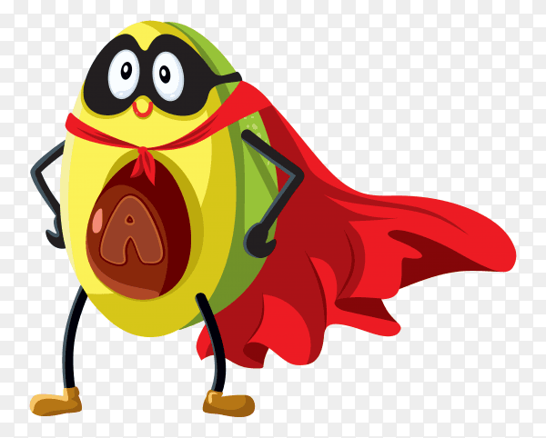 Cartoon avocado design on transparent background PNG
