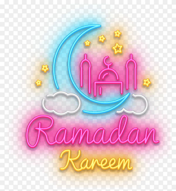 Colorful Ramadan kareem text isolated on transparent background PNG