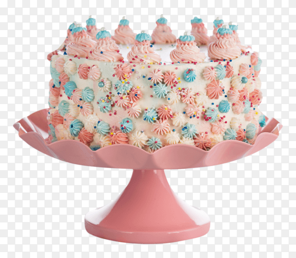 Colorful birthday cake with sprinkles on transparent background PNG