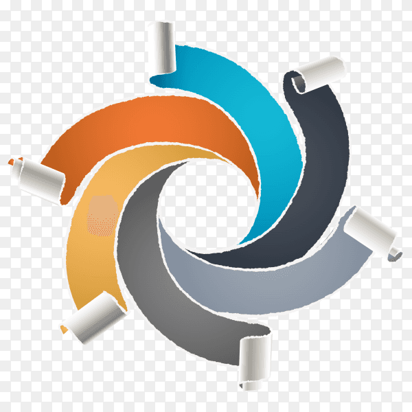Colorful curved banners Isolated on transparent background PNG