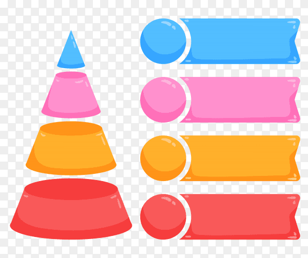 Colourful infographics with steps on transparent background PNG