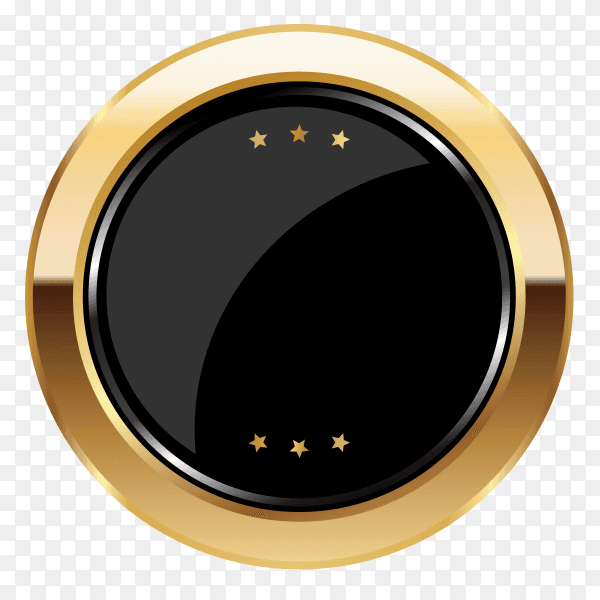 Dark golden empty badge label on transparent background PNG