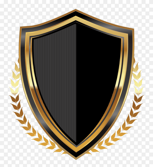 Dark golden empty badge label with wreathe on transparent background PNG