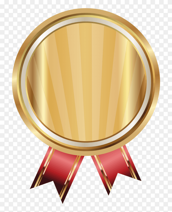 Empty gold medal on transparent background PNG