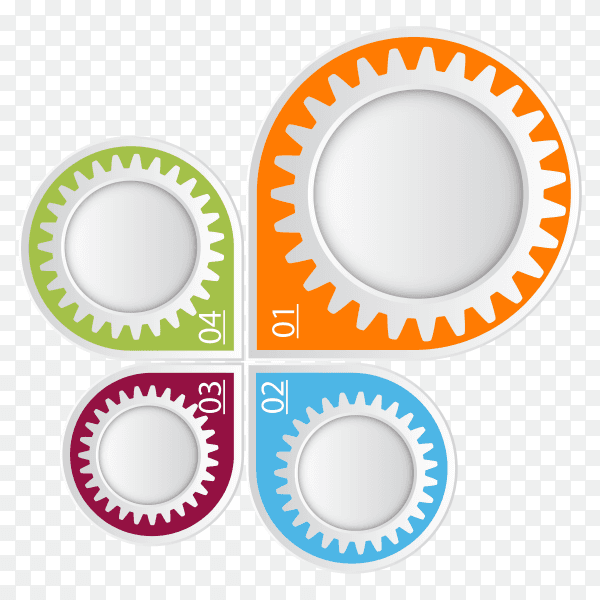 Four steps directional line infographic template on transparent background PNG