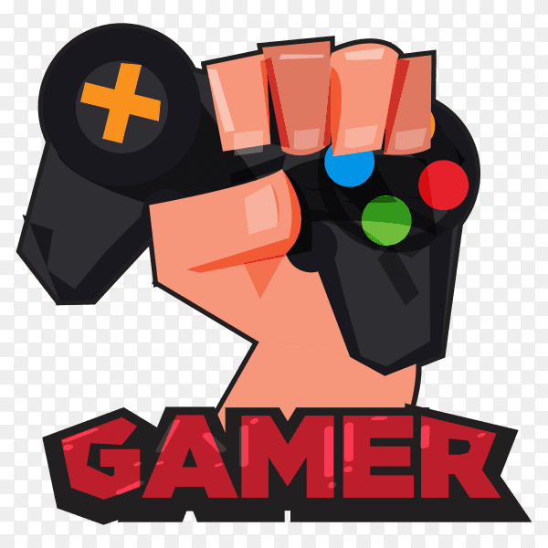 Gamer hand with gamepad on transparent background PNG
