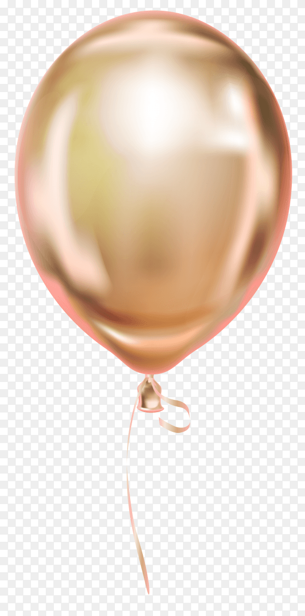 Gold helium balloon Floating on transparent background PNG