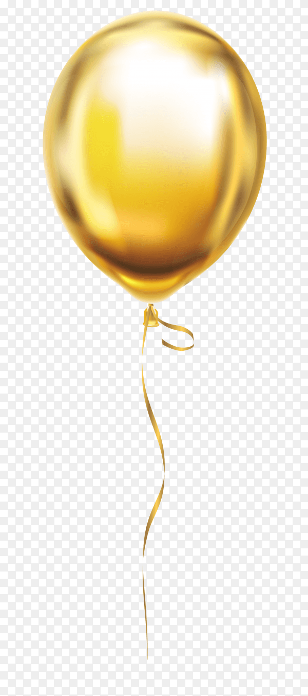 Gold helium balloon on transparent background PNG