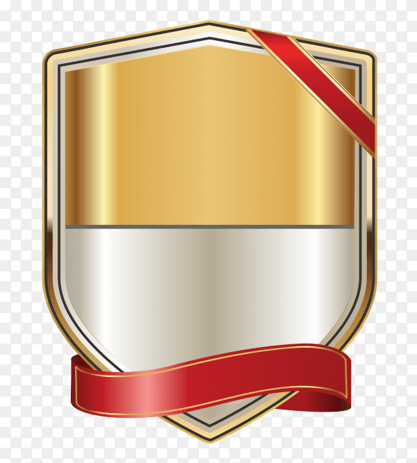 Golden Label With Red Ribbon on transparent background PNG