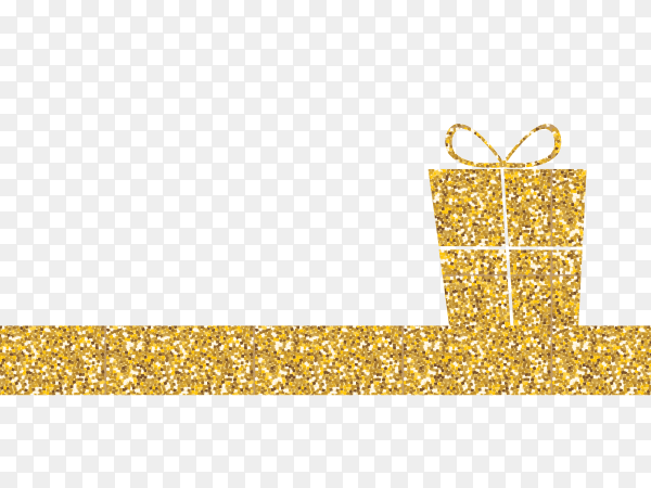 Golden box gift design on transparent background PNG