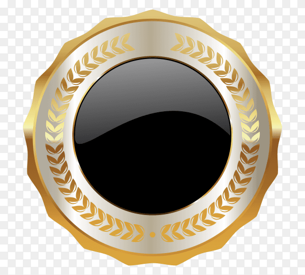 Golden empty badge label button design on transparent background PNG