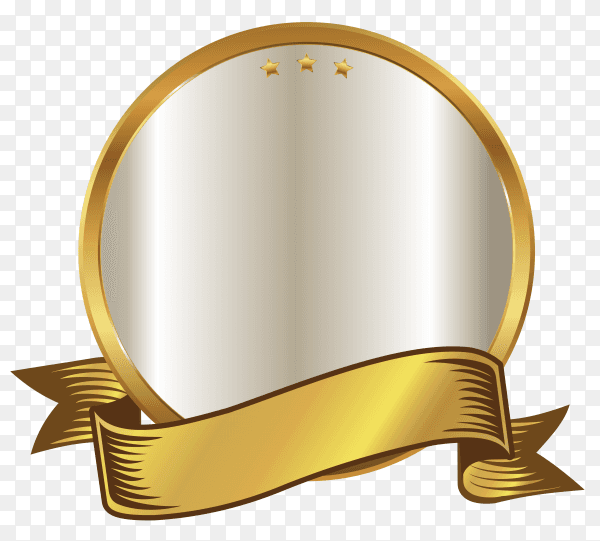 Golden empty badge label element design on transparent background PNG