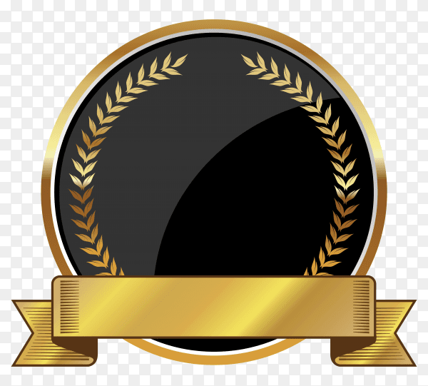 Golden empty badge label element on transparent background PNG