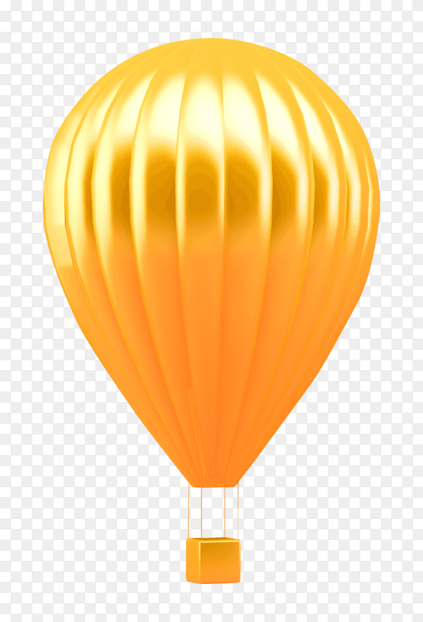 Golden hot air balloon on transparent background PNG