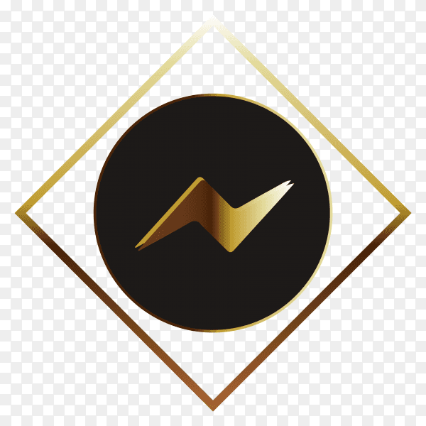 Golden messenger logo on transparent background PNG
