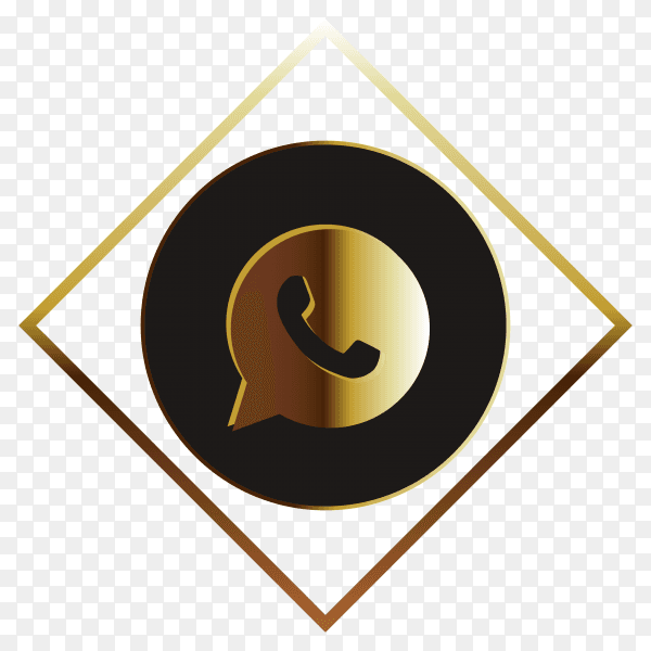 Golden whatsapp logo on transparent background PNG