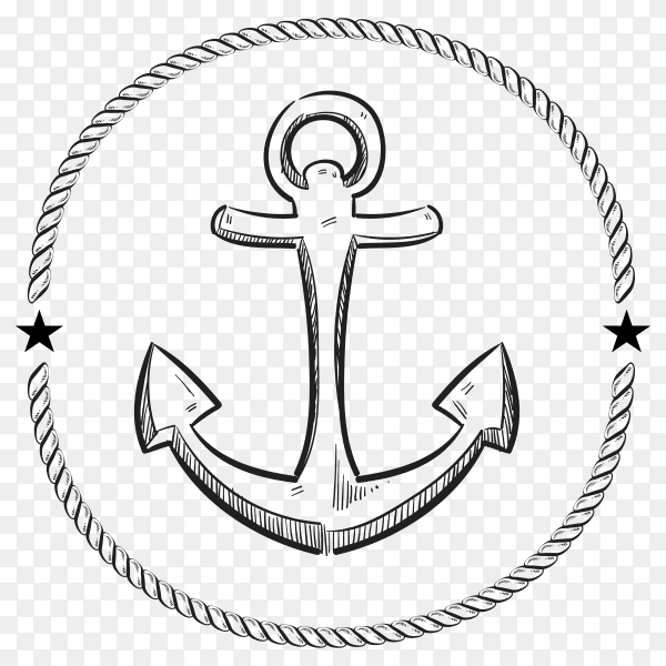 Hand drawing anchor on transparent background PNG