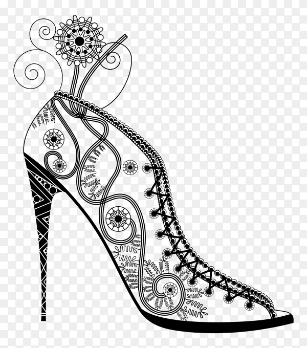 Hand drawing heels shoes on transparent background PNG