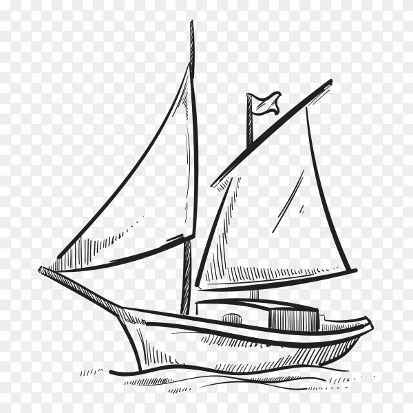 Hand drawn Ship on transparent background PNG