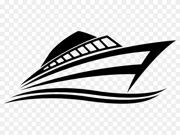 Hand drawn cruise ship on transparent background PNG