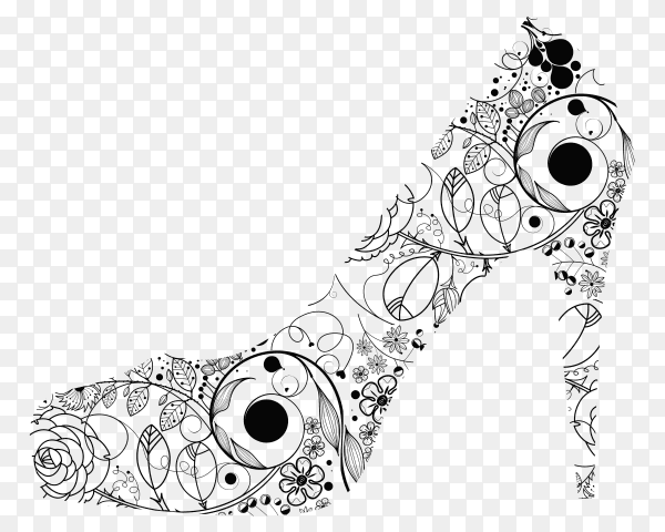 Hand drawn fashion high heels shoes on transparent background PNG