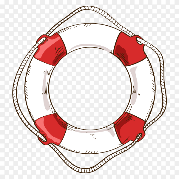 Hand drawn lifebuoy isolated on transparent background PNG