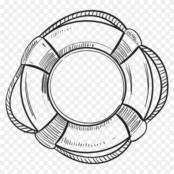 Hand drawn lifebuoy on transparent background PNG