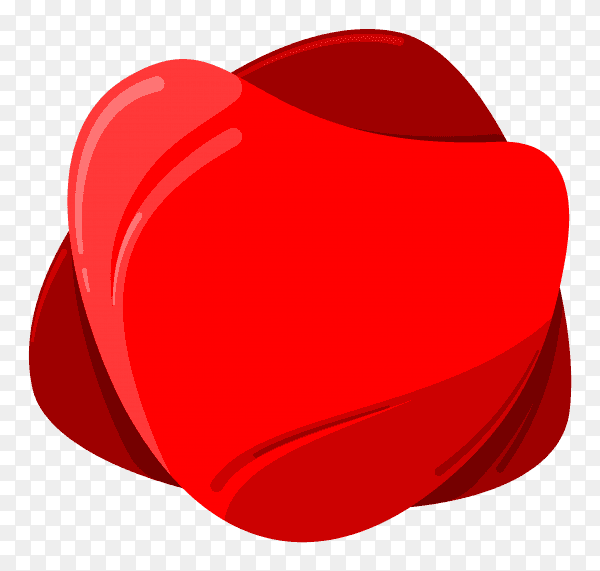 Illustration of banner with red heart shaped on transparent background PNG