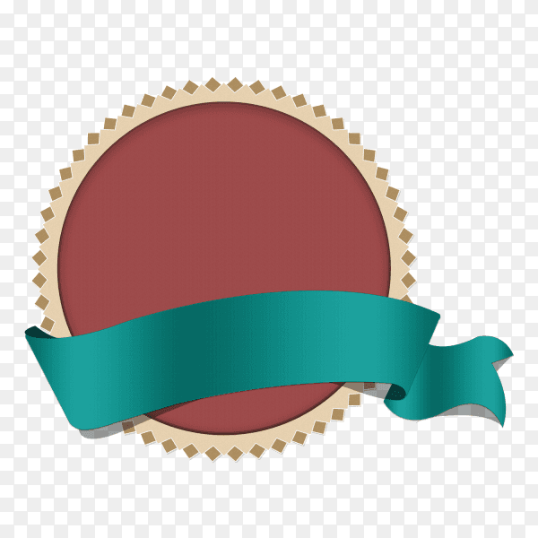 Illustration of round banner with ribbon on transparent background PNG
