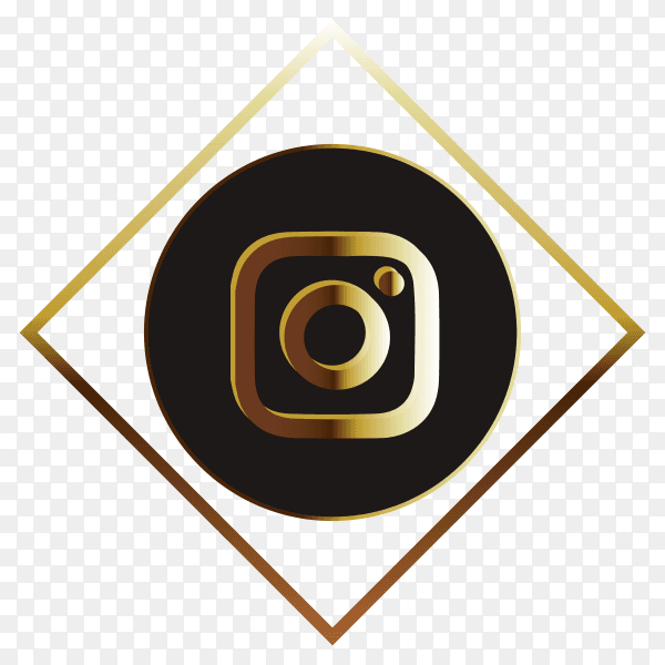 Intsagram golden logo style on transparent background PNG