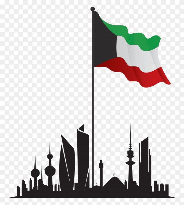 Linear design kuwait skyline on transparent background PNG