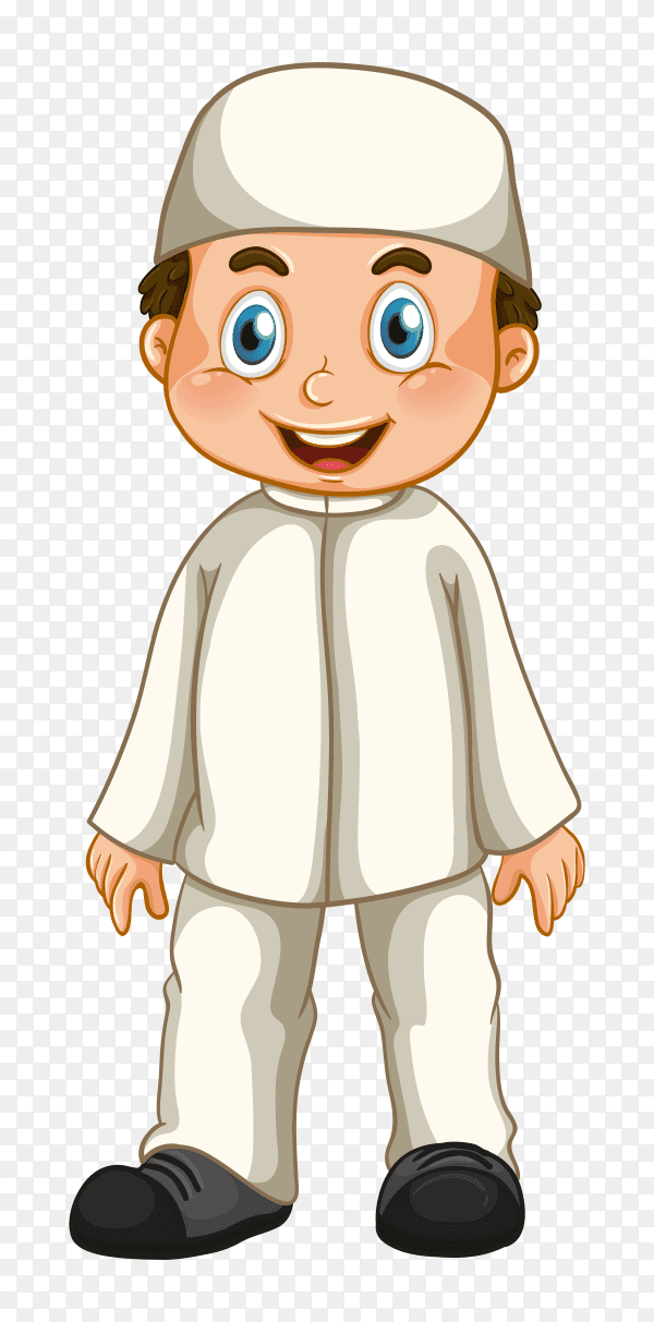 Muslim cartoon character on transparent background PNG