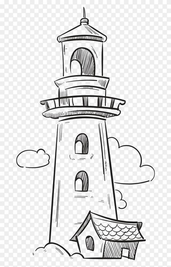 Navigation lighthouse on transparent background PNG