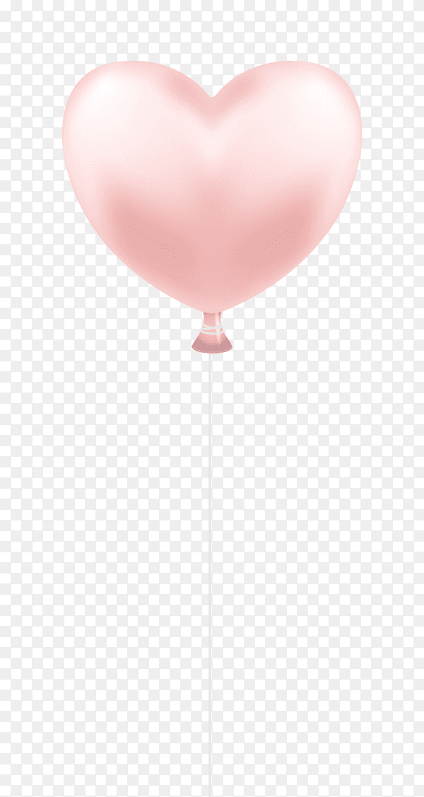 Pink balloon heart shaped flying on transparent background PNG