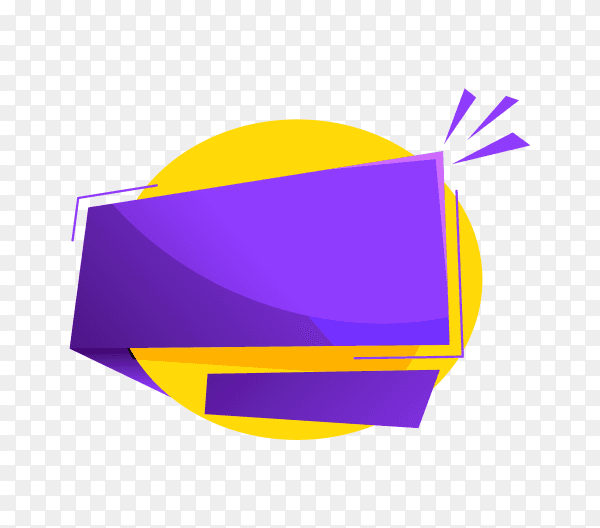 Purple yellow color banner design on transparent background PNG