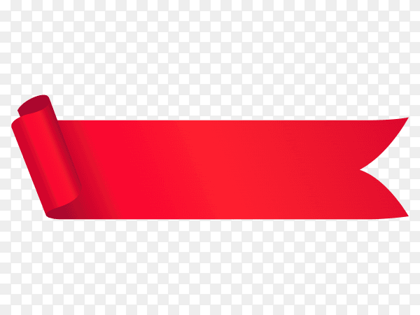 Red Ribbon banner on transparent background PNG