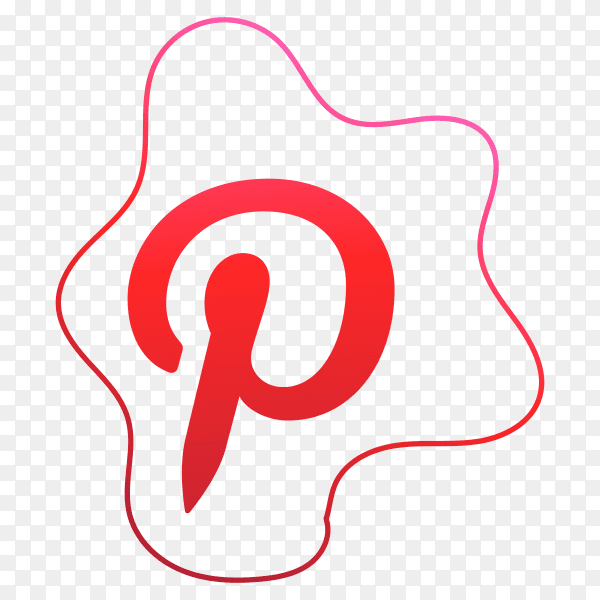 Red Pinterest logo design on transparent background PNG