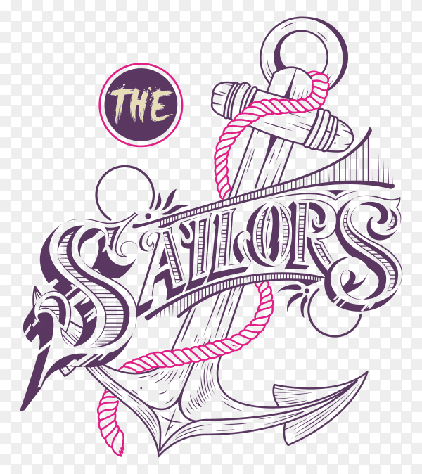Sailor anchor illustration on transparent background PNG