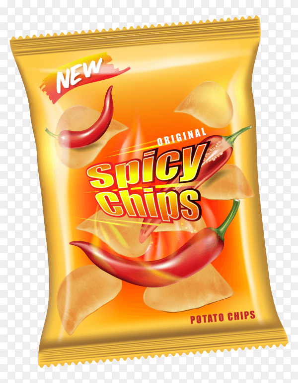 Spicy chips on transparent background PNG