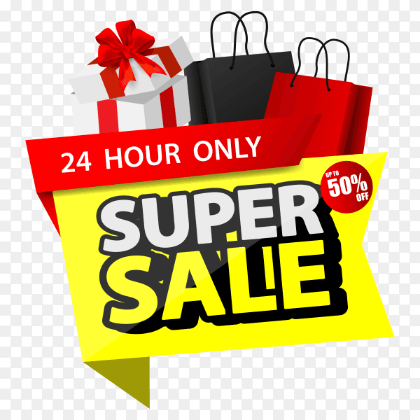 Stack shopping black friday sale with shopping bags on transparent background PNG
