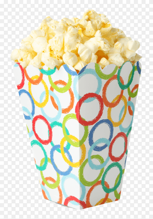 Tasty popcorn cardboard box on transparent background PNG
